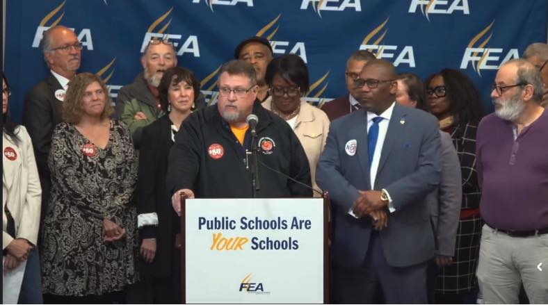 EASL President David Freeland speaking at an FEA press event